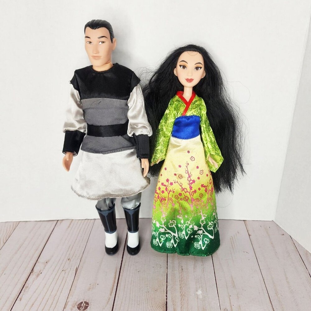 Disney Store Set Mulan & Li Shang Classic Doll Lot 12" Mulan Set of 2